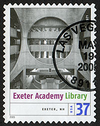 2005 Postage stamp of Phillips Exeter Academy Library (Exeter, New Hampshire)
